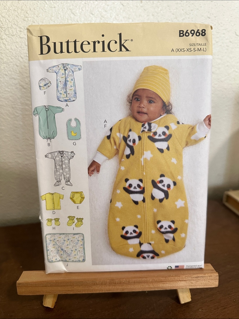 Butterick Kids Yellow Panda Sleep Sack & Hat